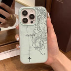 Gothic Angel Cross Line Phone Case for iPhone 11 12 13 14 15 16 17