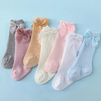 Baby Girl Lace Knee Socks Cotton Bow Socks 0-24 Months