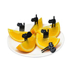6PCS Black Cat Fruit Fork Set Cute Kids Bento Snack Forks
