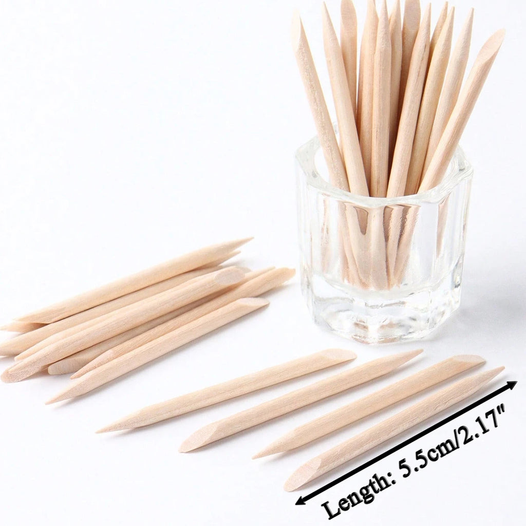 Orange Wood Cuticle Sticks Double Ended Nail Manicure Tools