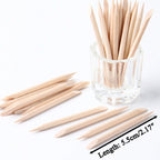 Orange Wood Cuticle Sticks Double Ended Nail Manicure Tools