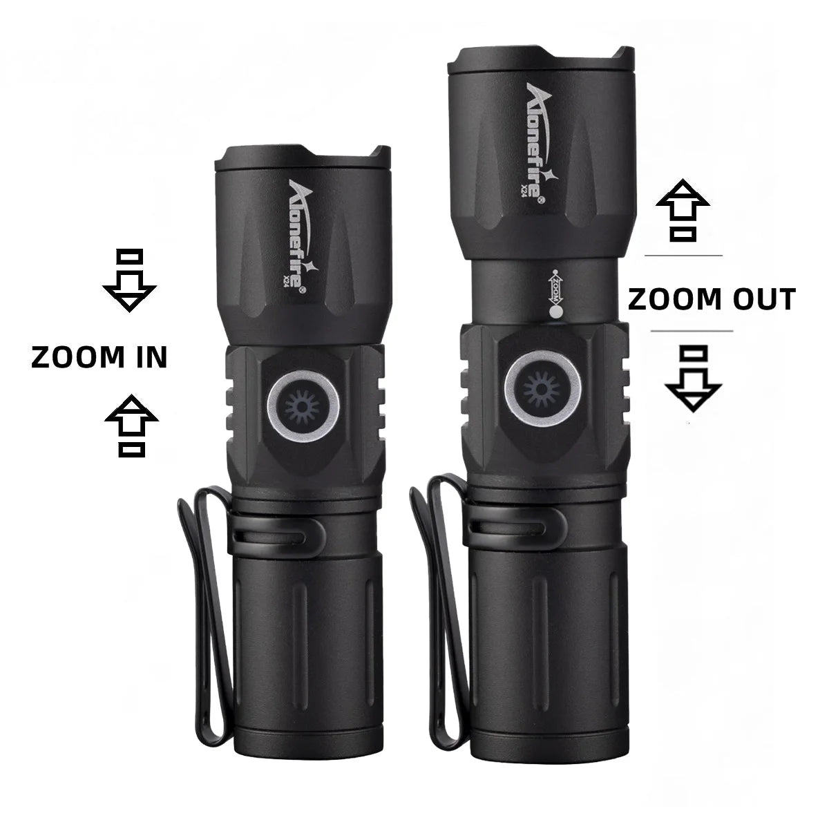 Zoom LED Mini Flashlight Type-C Rechargeable Pocket Torch