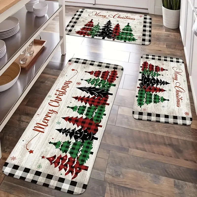 Christmas Cookies Tree Floor Mat Non-Slip Kitchen & Home Decor Rug