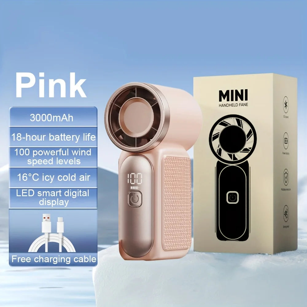Mini Turbo Handheld Fan 3600mAh USB Rechargeable Portable Fan