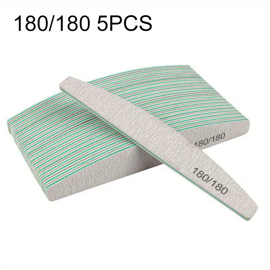Professional Nail File Set 80-240 Grit Half Moon Nail Buffer