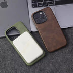 Retro Leather MagSafe Case for iPhone 12 13 14 15 16 17 Pro Max