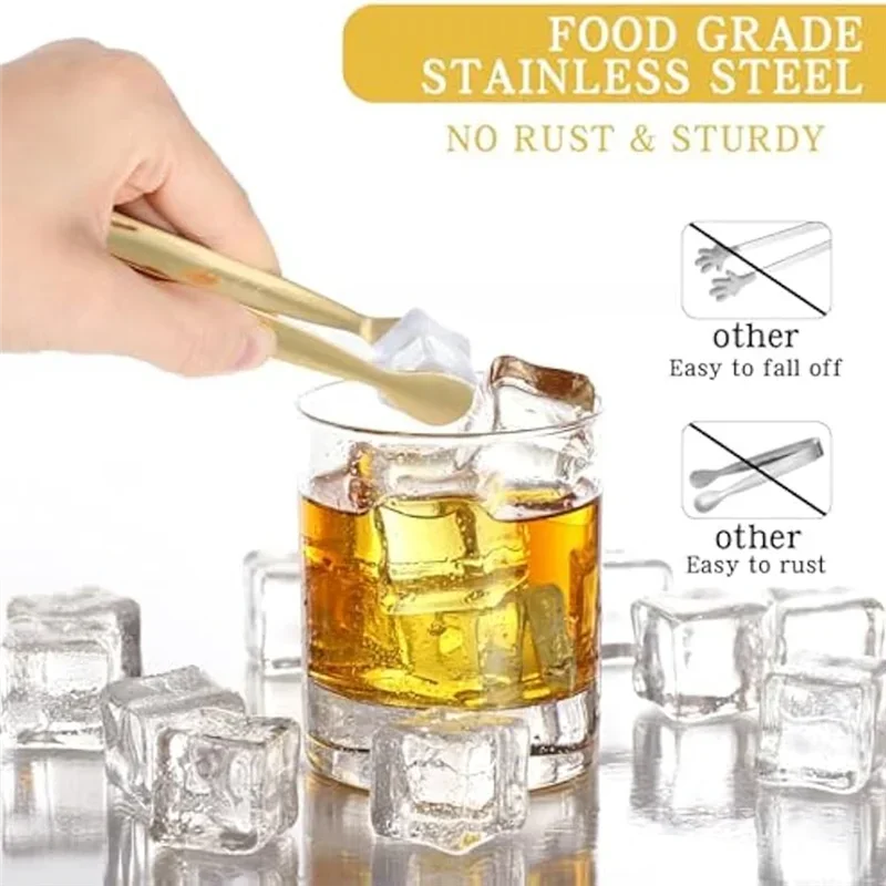 Small Gold Serving Tongs – Stainless Steel Mini Buffet & Appetizer Tongs