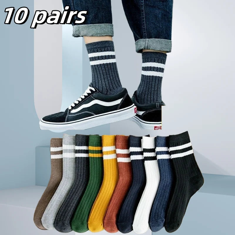 10 Pairs Men's Bamboo Fiber Socks Breathable Cotton Sports & Business Sox
