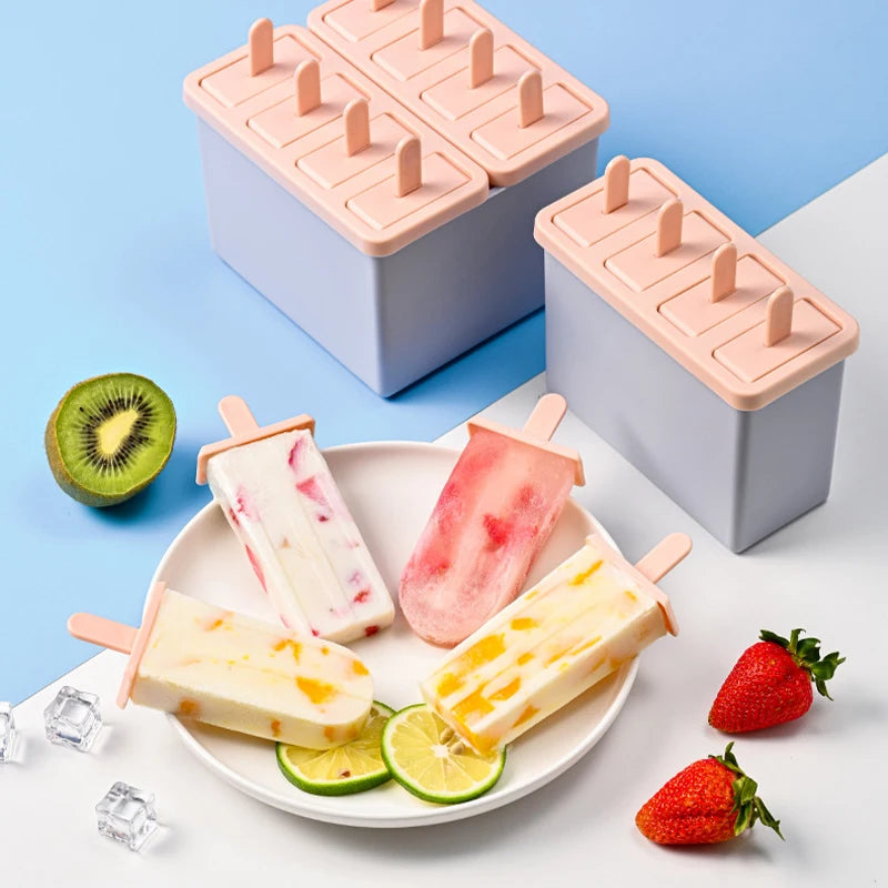 Food Grade Silicone Ice Cream Mold with Lid – BPA Free Popsicle Maker Kit
