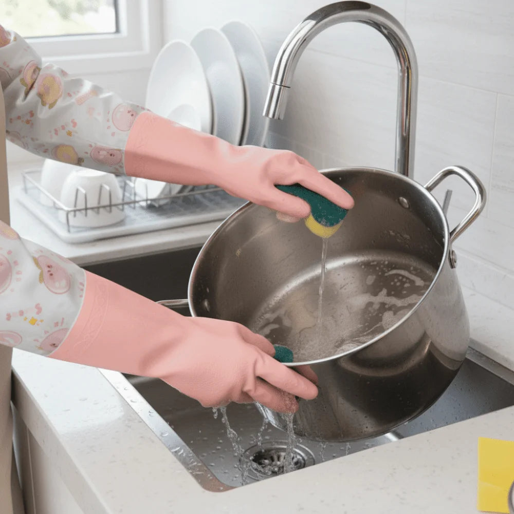 Winter Waterproof Rubber Gloves Fleece Lined Work Gloves
