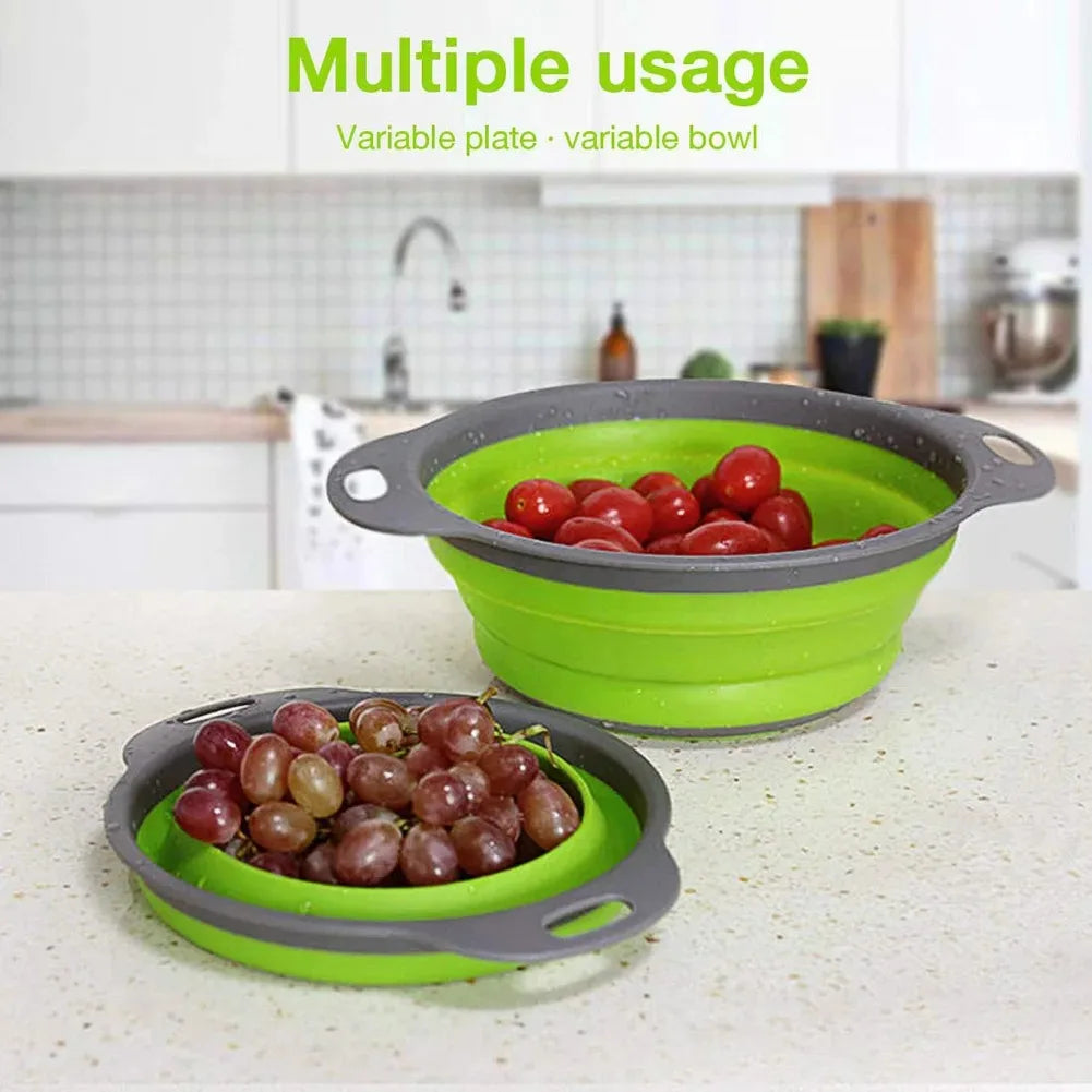 Collapsible Silicone Colander Foldable Drain Basket