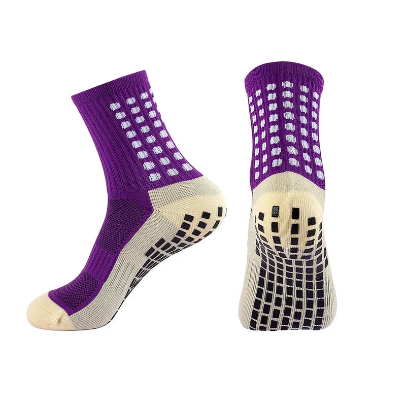 Men Non Slip Grip Football Socks Mid Calf Anti Slip Sports Running