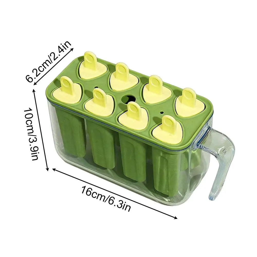 8 Grid Silicone Ice Pop Mold – Reusable DIY Ice Lolly Maker Tray