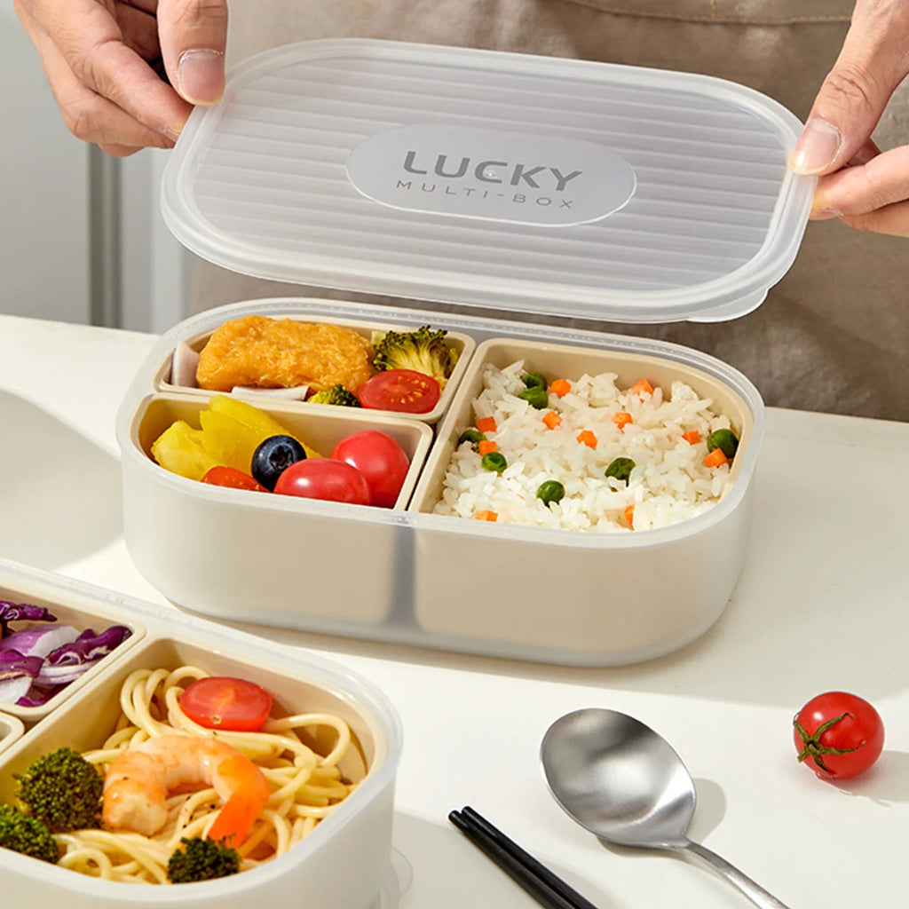 WORTHBUY 3 Grid Lunch Box Microwave Safe Detachable Bento Container