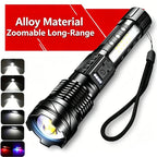 2000LM Tactical LED Flashlight USB Charging Zoom Torch