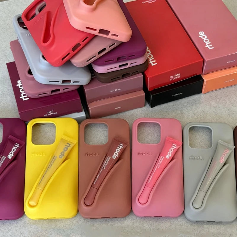 Lemontini Lip Gloss Holder Case for iPhone 17 16 15 14 13 12 Pro Max