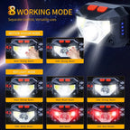 8 Modes LED Motion Sensor Headlamp COB Head Light
