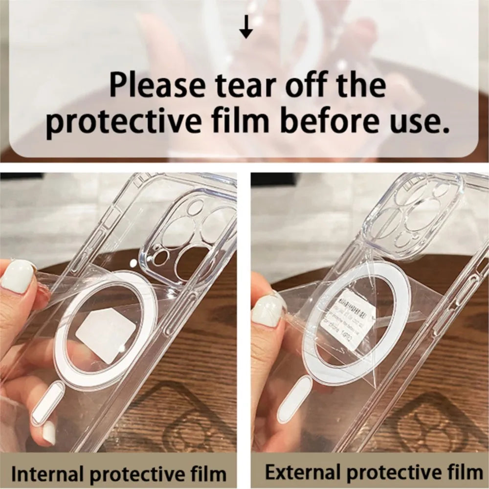 Clear MagSafe Magnetic Case for iPhone 11 12 13 14 15 16 17 Pro Max