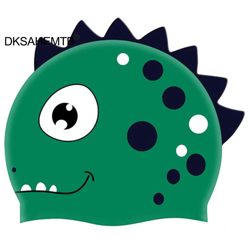 Dinosaur Silicone Swimming Cap Waterproof Long Hair Swim Hat