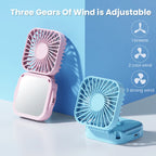 Handheld Mini Fan with Mirror UK 500mAh USB Rechargeable Fan