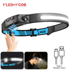 USB Rechargeable Induction COB LED Headlamp Waterproof