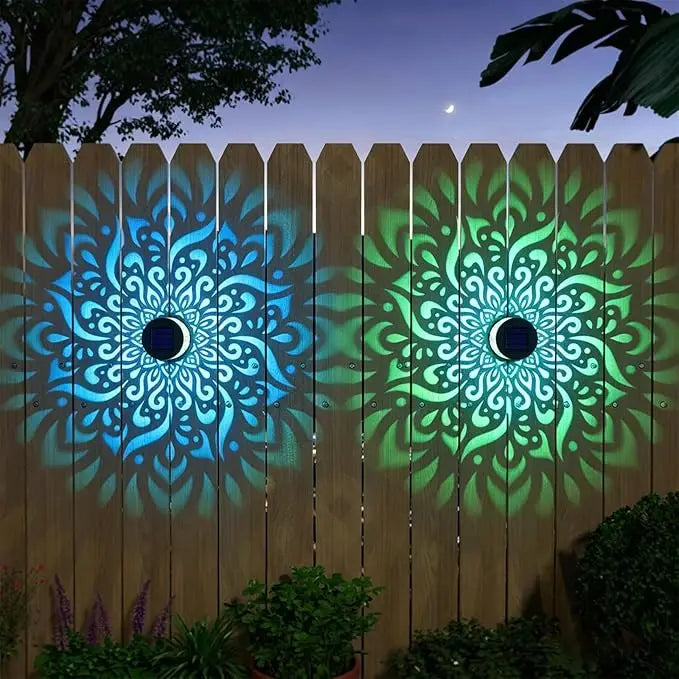 Solar LED Floral Wall Sconce Waterproof Outdoor Projection Garden Light