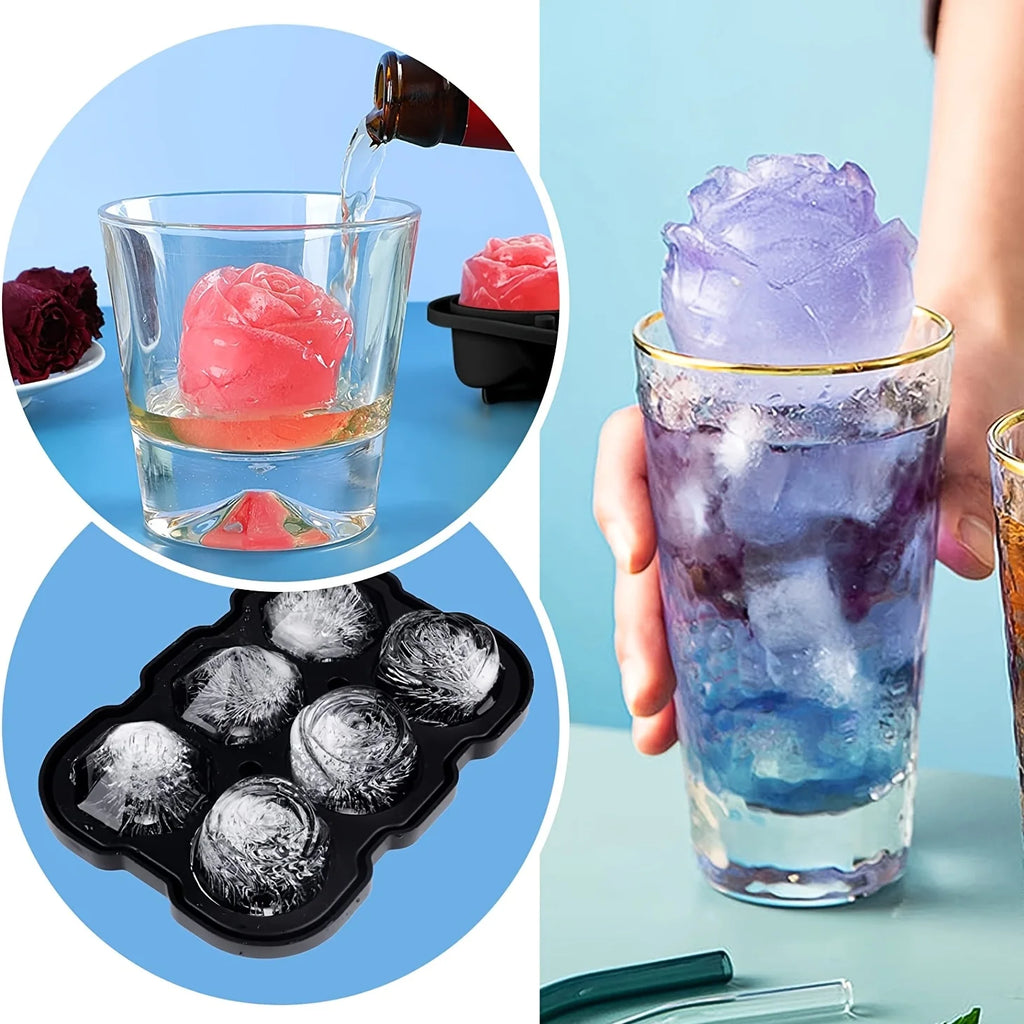 Diamond Rose Gun Shape Ice Cube Mold Silicone Cocktail Ice Maker Tray