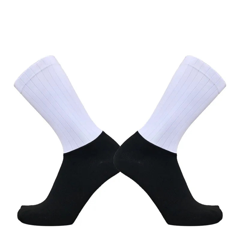 Aero Cycling Socks Men Anti-Slip Silicone Breathable Summer Bike Socks