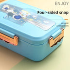 Cute Dinosaur Kids Lunch Box 3 Grid Bento Container for Students