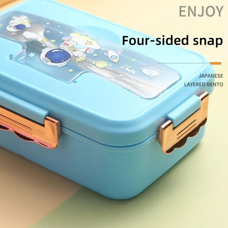 Cute Dinosaur Kids Lunch Box 3 Grid Bento Container for Students