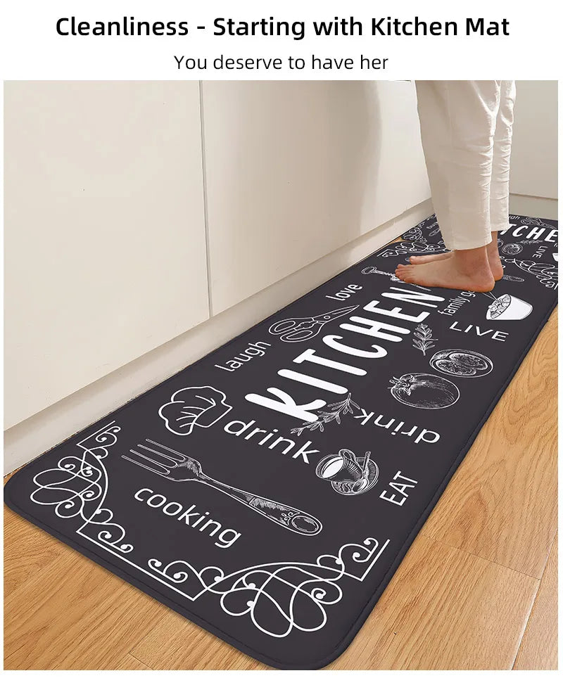 VIKAMA Kitchen Floor Mat UK Absorbent Non-Slip Waterproof Rug