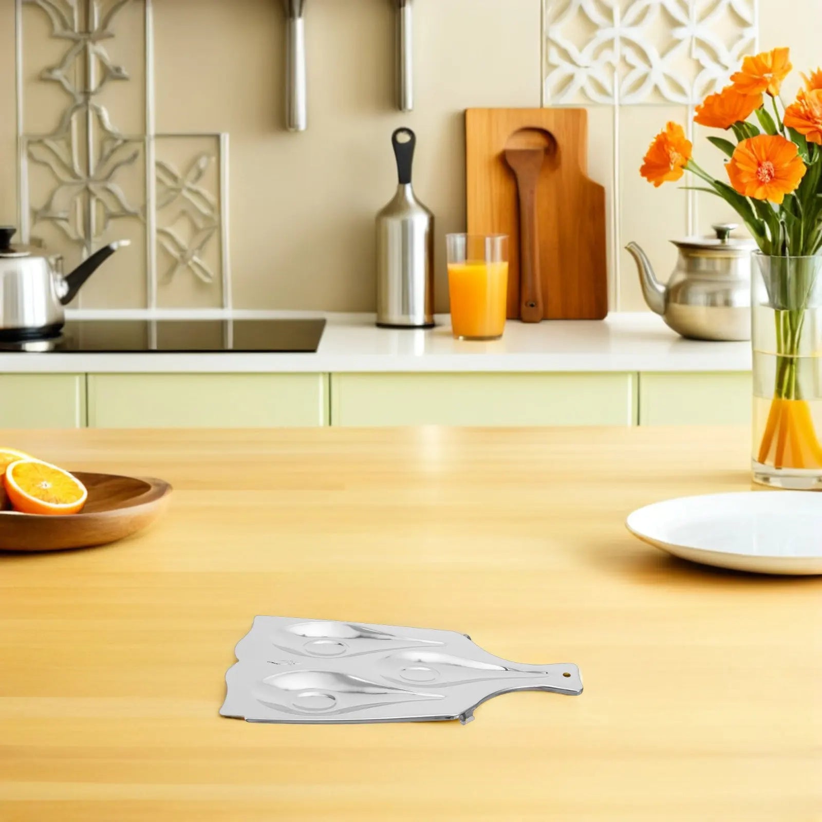 Stainless Steel Spoon Rest 3-Slot Utensil Holder