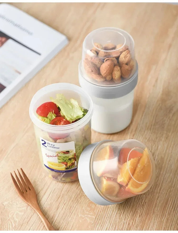 Oatmeal Yogurt Lunch Box Set Sealed Breakfast Bento Container with Fork