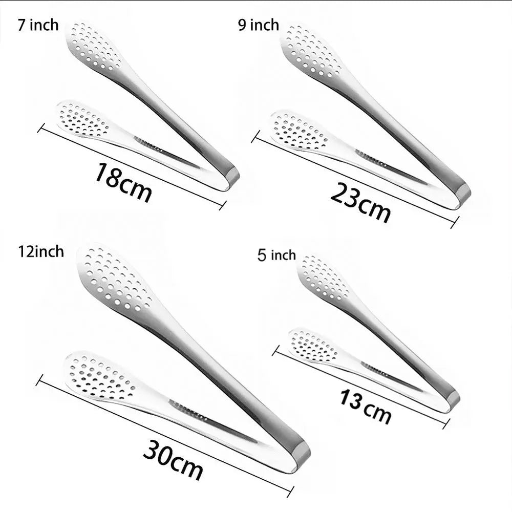 Kitchen Food Tongs Stainless Steel – Heat Resistant BBQ & Salad Serving Clip