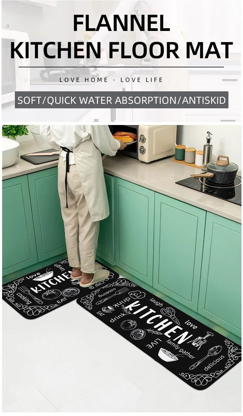 VIKAMA Kitchen Floor Mat UK Absorbent Non-Slip Waterproof Rug