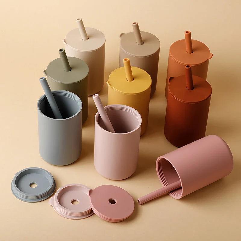 Baby Silicone Straw Cup BPA Free Toddler Water Bottle