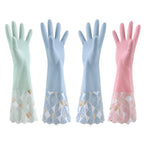 Velvet Rubber Cleaning Gloves Waterproof Winter Gloves