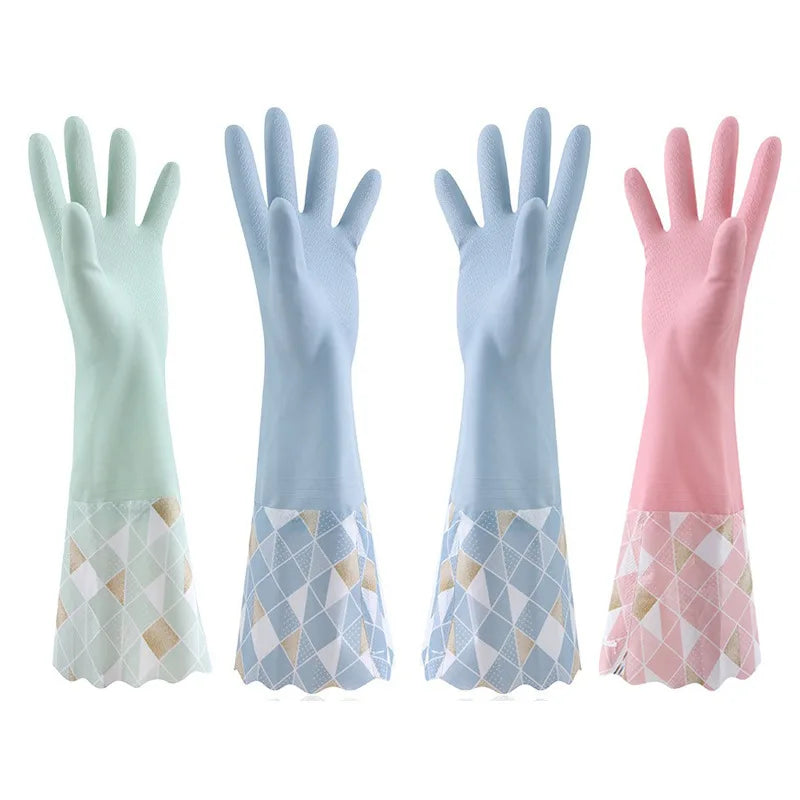 Velvet Rubber Cleaning Gloves Waterproof Winter Gloves Main image