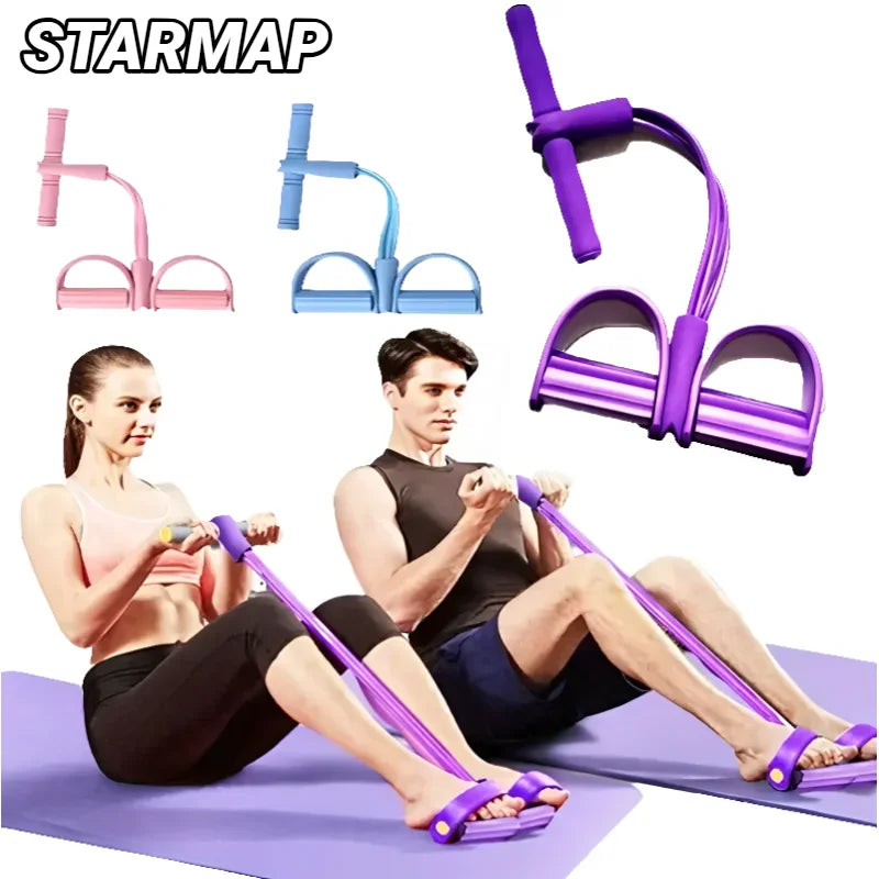 Pedal Resistance Bands 4 Tube Fitness Tensioner for Home Workout Main image