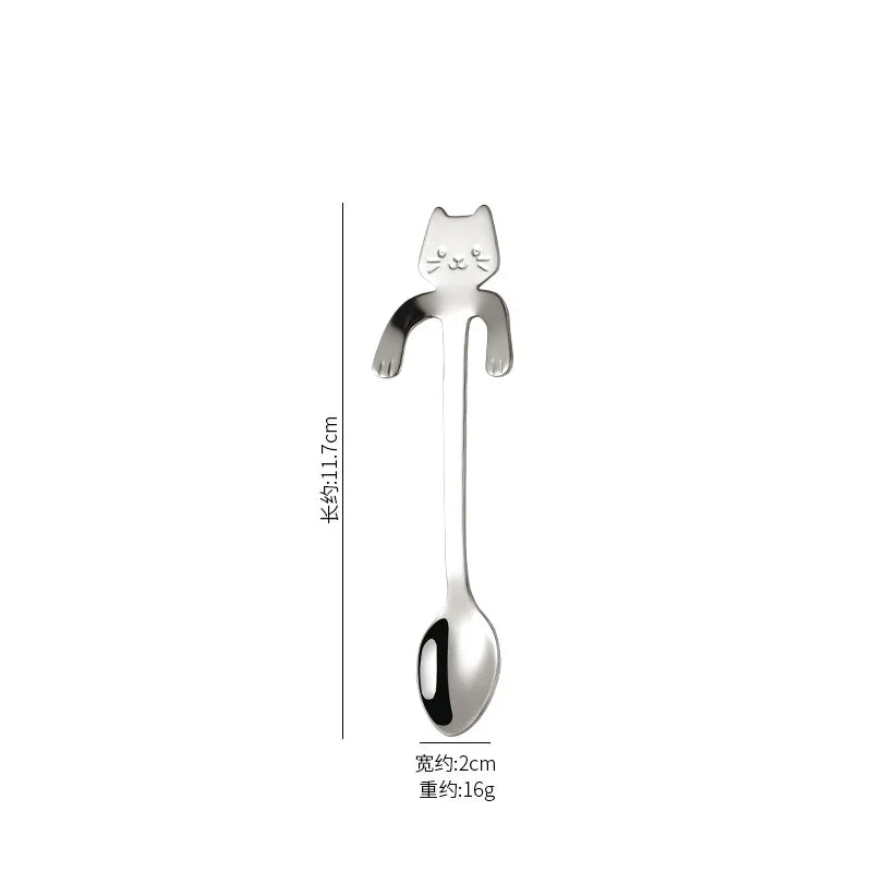 Cute Cat Shape Stainless Steel Coffee Spoon Mini Dessert Teaspoon