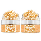 jars of golden collagen face serum capsules offering anti wrinkle and skin brightening benefits