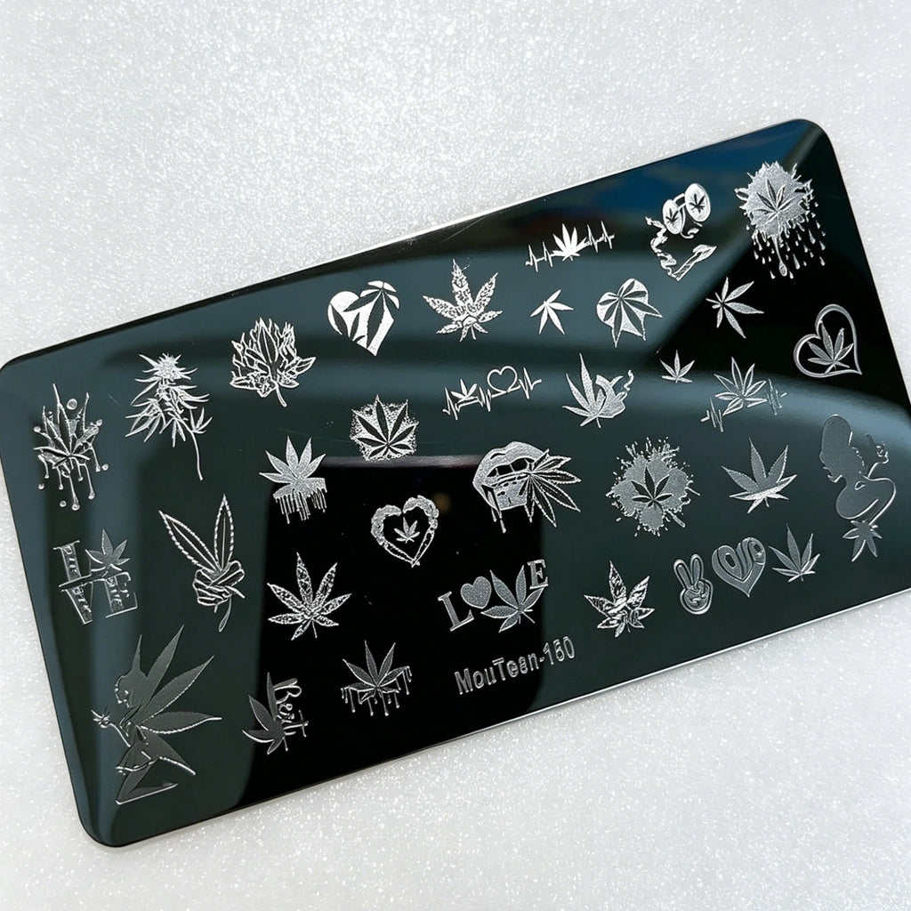 MouTeen263 Nail Stamping Plate Cursive Letter Nail Art Template