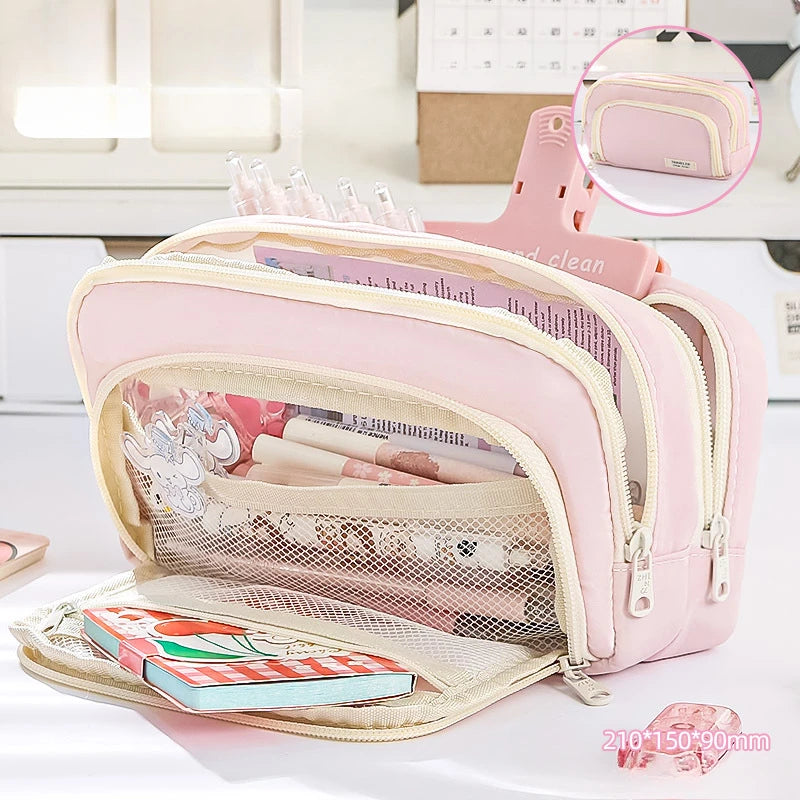 Large Capacity Pencil Case Stationery & Cosmetics Storage Bag