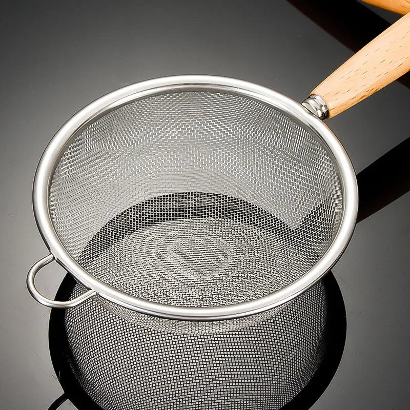 Mesh Strainer with Wooden Handle Fine Sieve