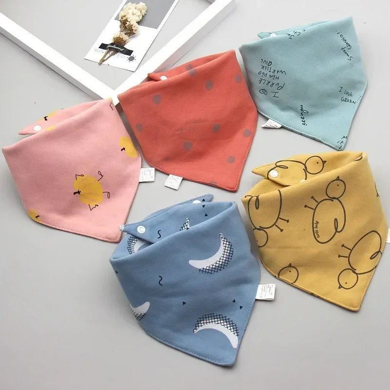 5PCS Baby Bandana Bibs Cotton Saliva Towel Waterproof Scarf