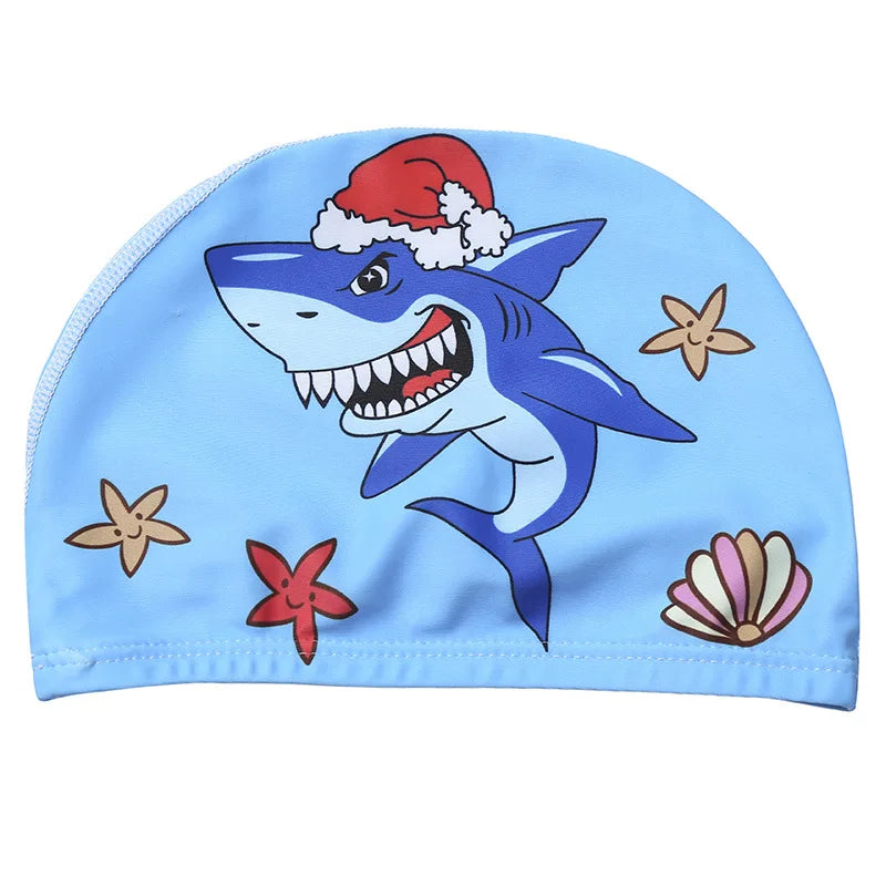 Kids Cartoon Swimming Cap Elastic Fabric Swim Hat
