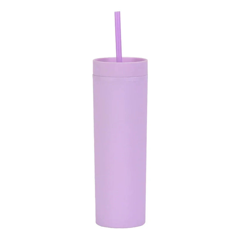Double Wall Skinny Tumbler 473ml/480ml Cup with Straw & Lid