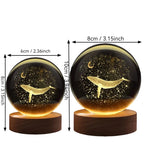 3D Moon Whale Crystal Ball Night Light LED Décor Lamp