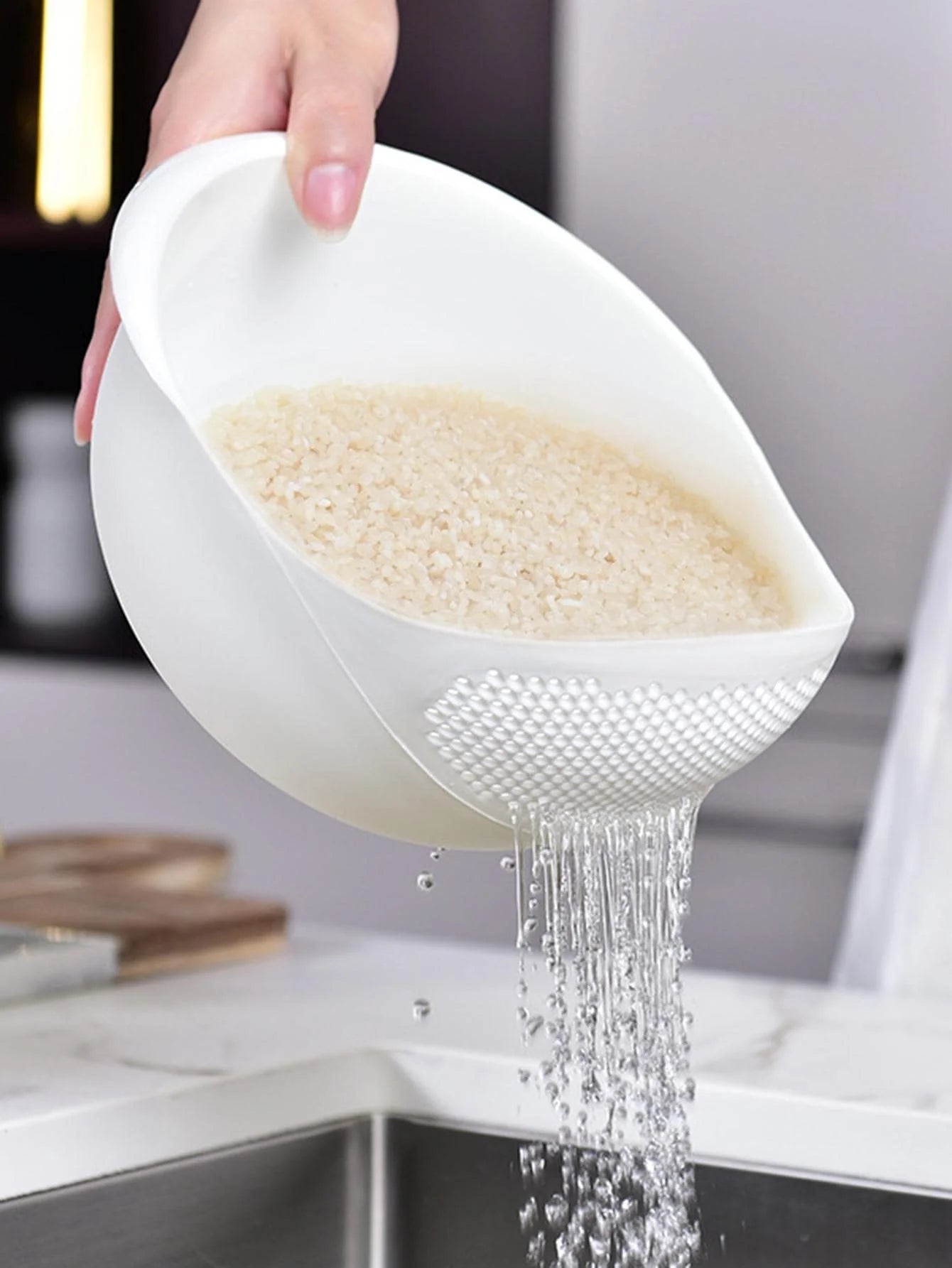 Colander Rice Bowl Drain Basket – Fruit Washing & Kitchen Strainer Organizer