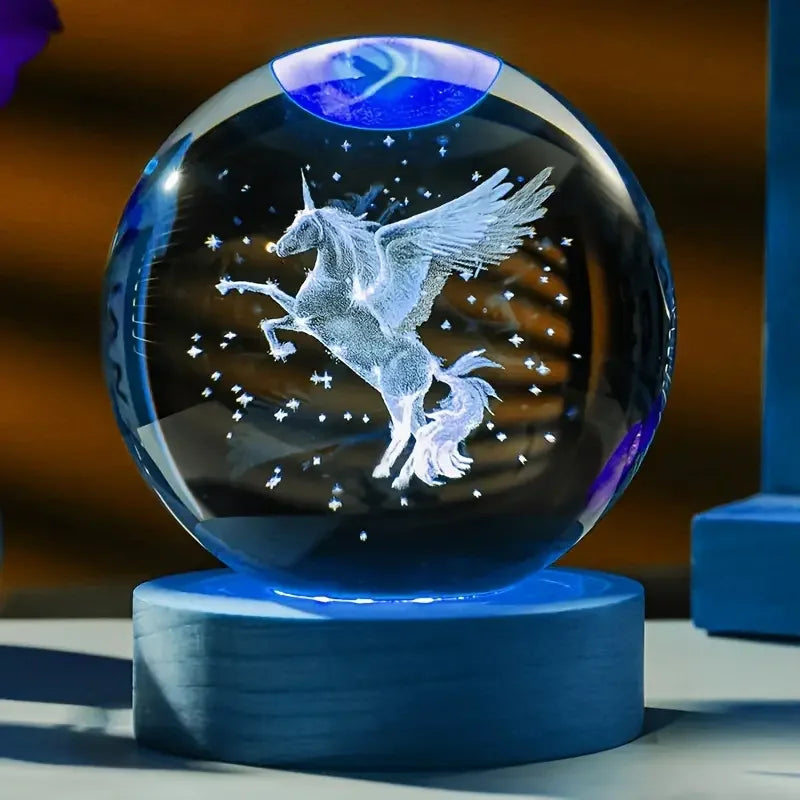 Unicorn 3D Crystal Ball Lamp LED Decorative Gift
